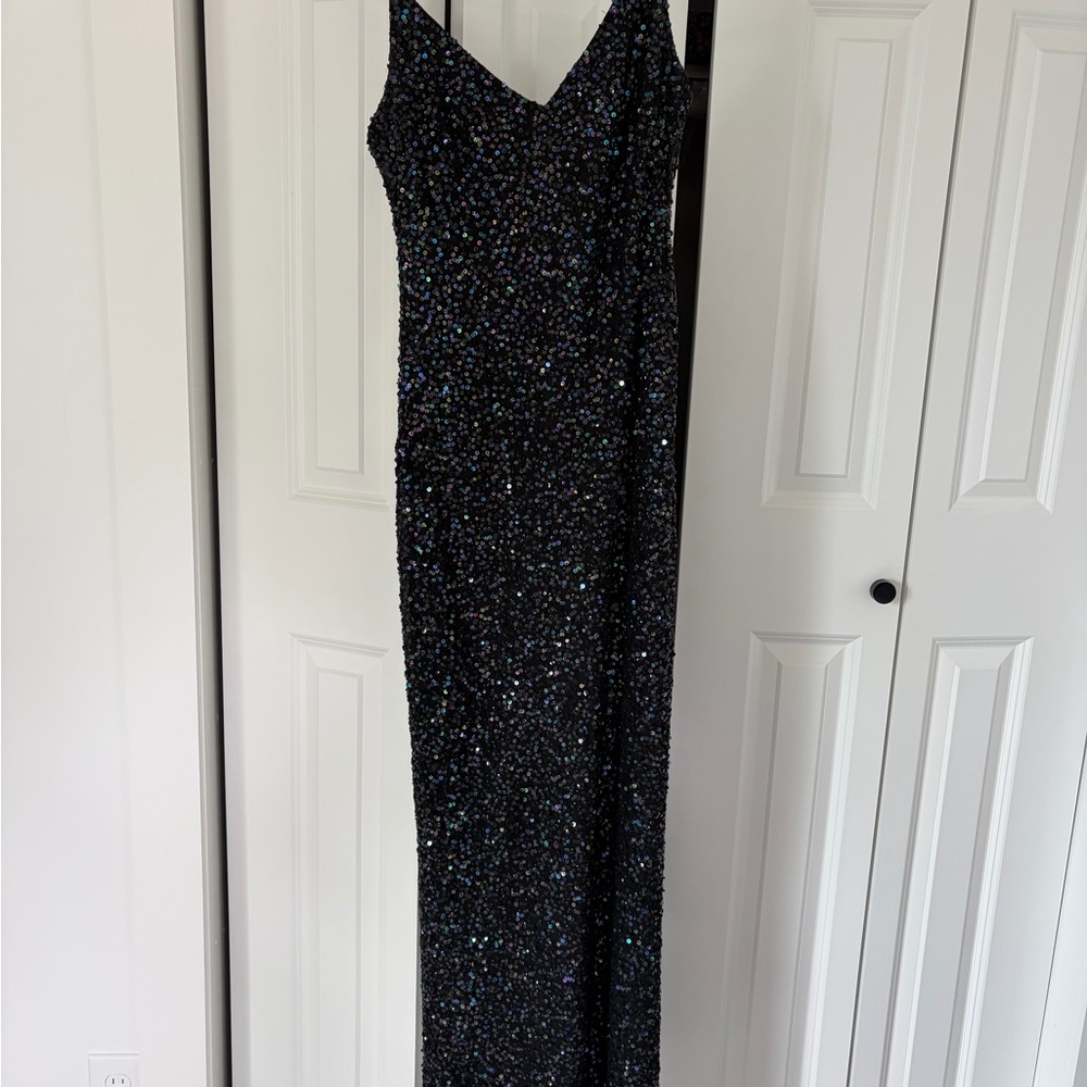 Black Sequin Evening Gown - Women Dresses